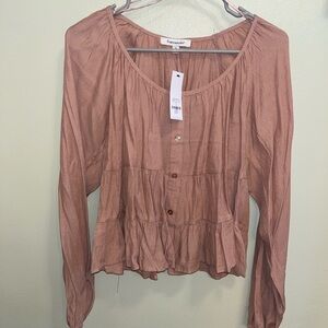 Francesca’s Light Brown Peasant Blouse